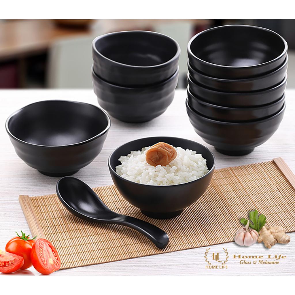 Bát cơm đen LBW045S | Bát con melamine đen nhám