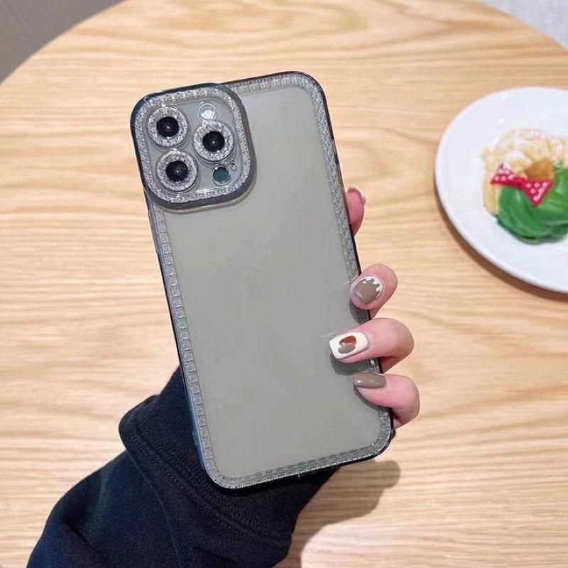 Ốp Điện Thoại Trong Suốt Đính Đá Lấp Lánh Chống Sốc Bảo Vệ Camera Cho 13 12 11 Pro Max X XR XS 7 8 Plus