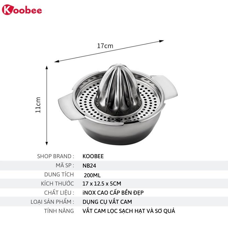 Bộ dụng cụ vắt cam Inox 200ml cao cấp tiện dụng KooBee (NB24)