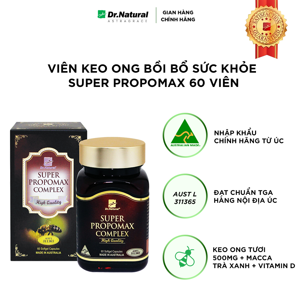 Viên Uống Keo Ong Bồi Bổ Sức Khỏe Dr Natural Super Propomax 60 Viên | Tăng Sức Đề Kháng, Phục Hồi Sức Khỏe Nhanh Chóng  - Hàng Chính Hãng