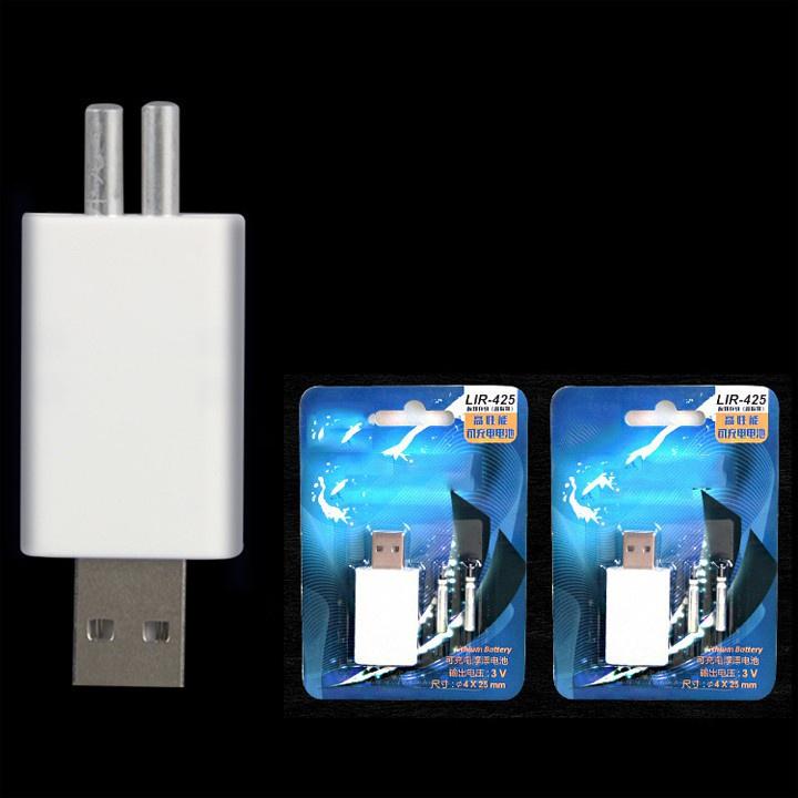 Sạc Pin Phao Câu Đài Cắm USB Tặng Kèm 2 Pin Câu Đài CR-425 PC-2