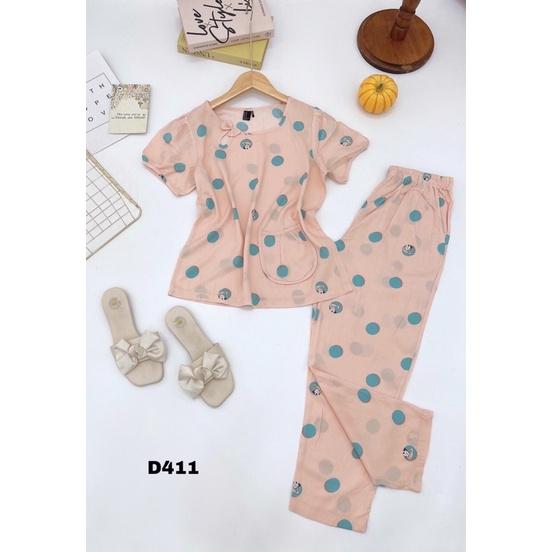 Đồ Bộ Tole Lanh Quần Dài Cổ Tròn Nơ