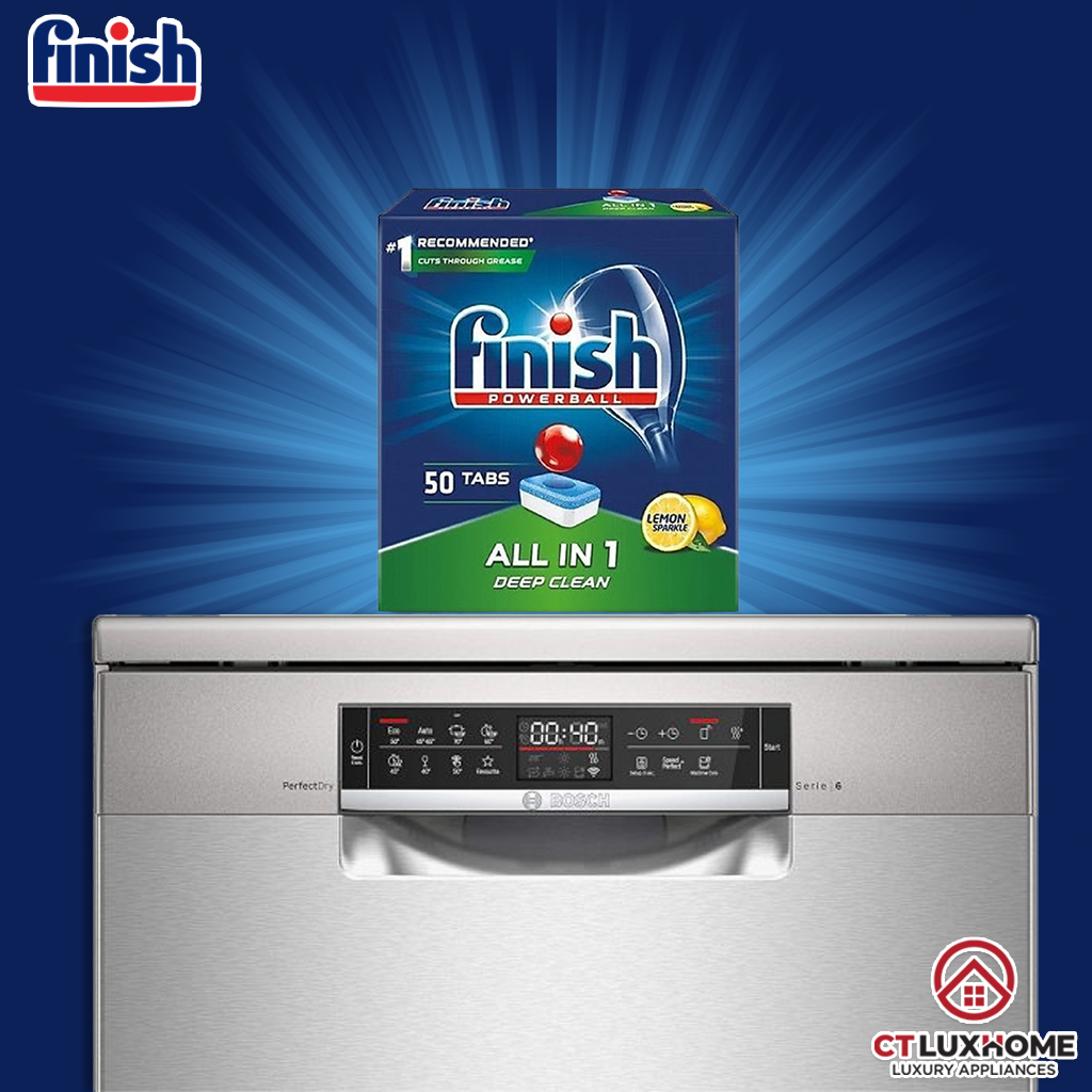 Viên rửa chén bát Finish All In One 50 viên hương chanh - 6 chức năng [RẺ VÔ ĐỊCH}