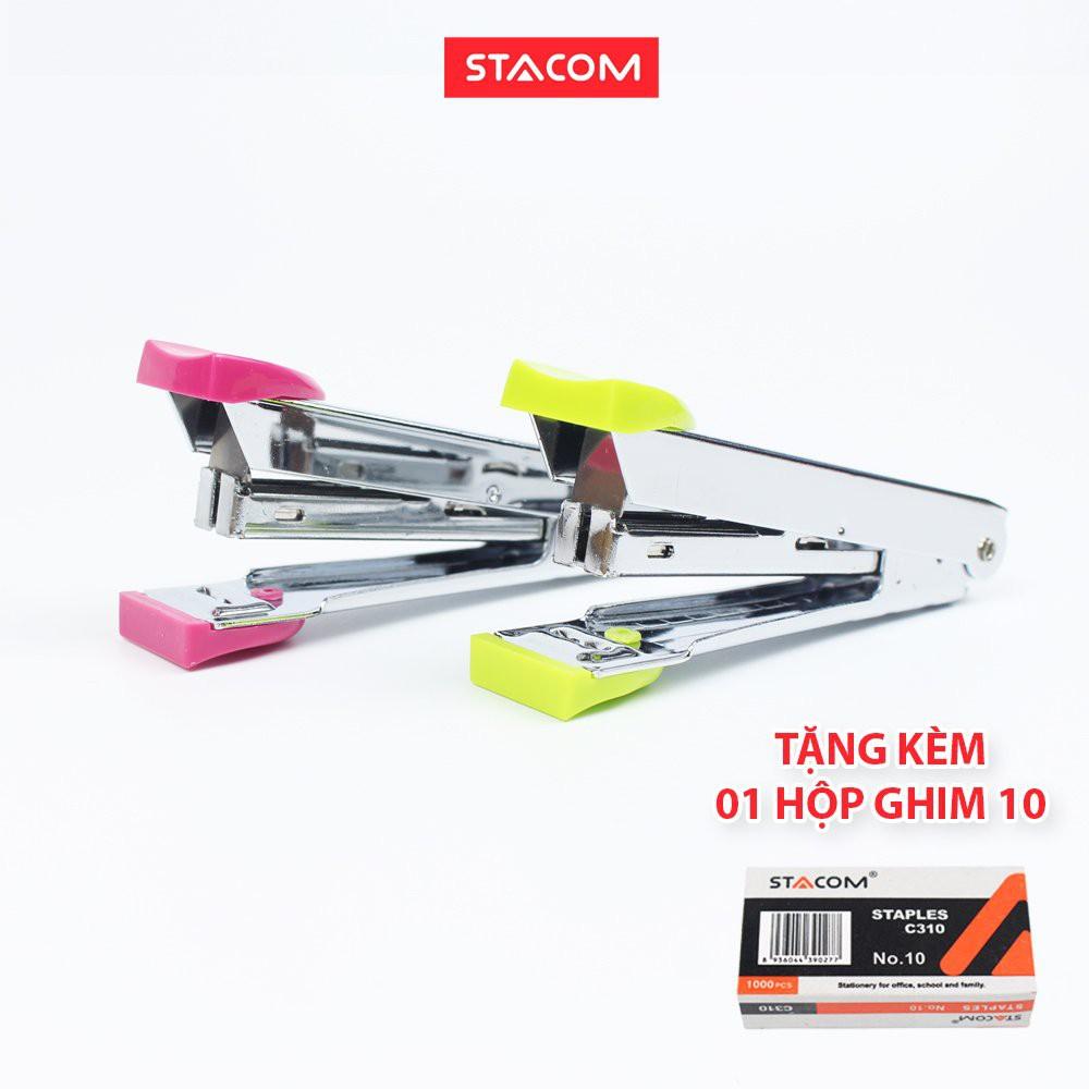 Bấm kim inox số 10 bấm được 12 tờ STACOM/C105 tặng kèm lim bấm C310