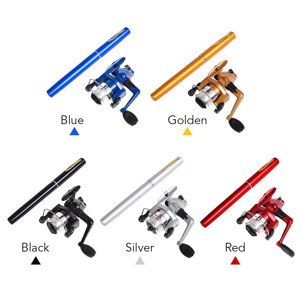 Cần câu cá mini bỏ túi hình cây bút với cuộn kết hợp bằng hợp kim nhôm