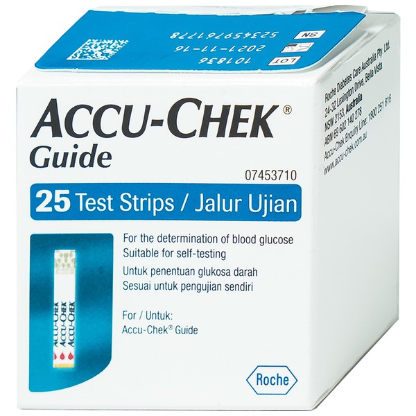 Trọn bộ Máy đo, Hộp 25 que, 24 kim Fastclix đo đường huyết, Accu-Chek Guide, NK nguyên chiếc chính hãng Accu-chek