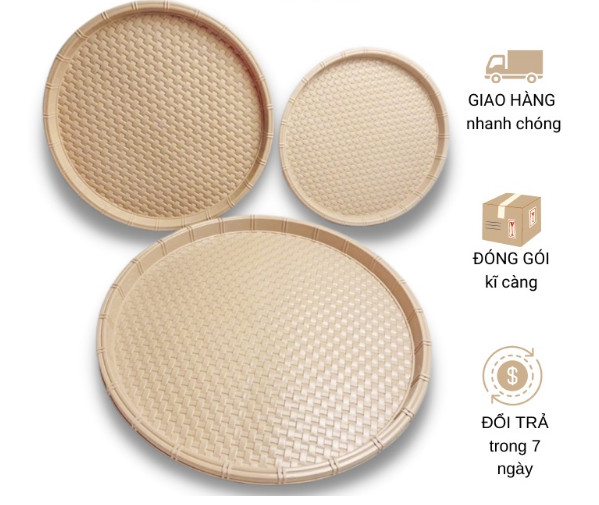 Mẹt nhựa tròn giả mây tre đan Đủ Size 28-34-42-52cm, Đĩa mẹt tròn đựng bún đậu,đồ ăn vặt,mẹt gà,.....