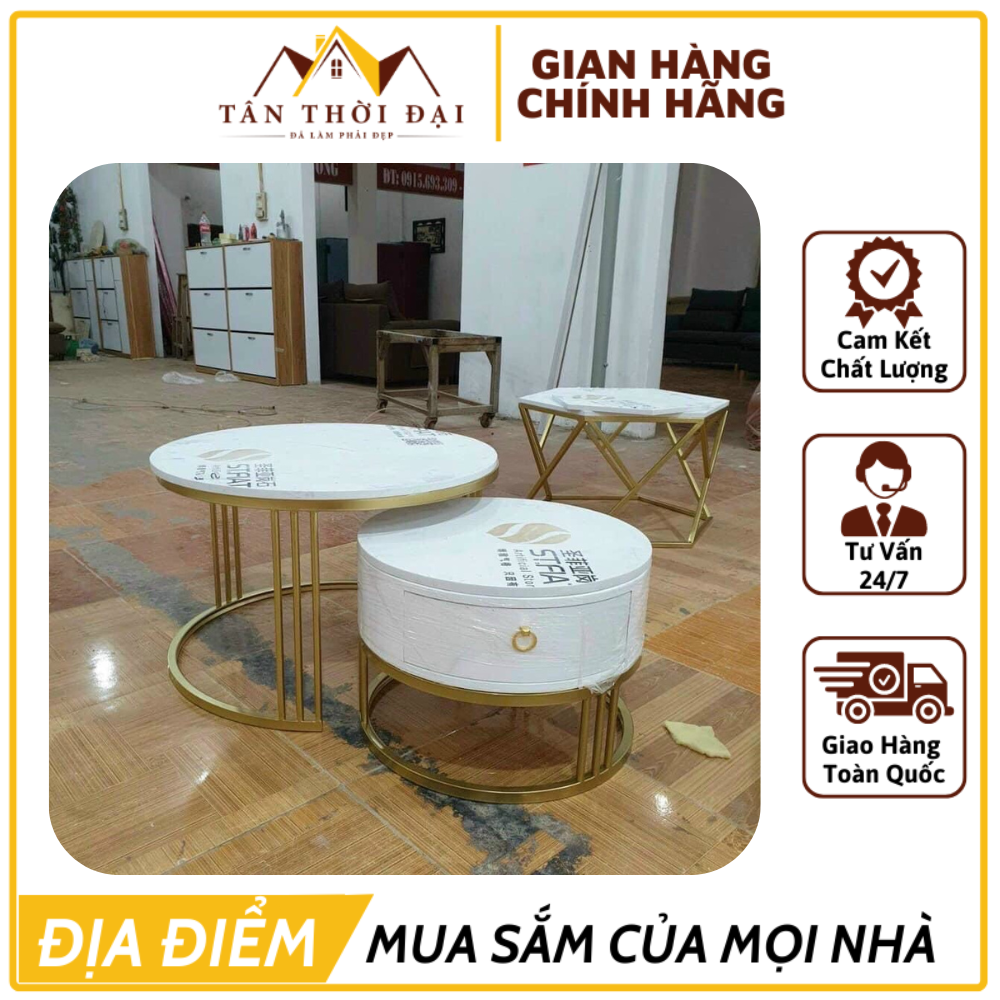 Bàn Trà Sắt Tĩnh Điện Mặt Đá 3d, Bàn Trà Sô Pha Mẫu Décor - Tổng Kho Nội Thất Tân Thời Đại