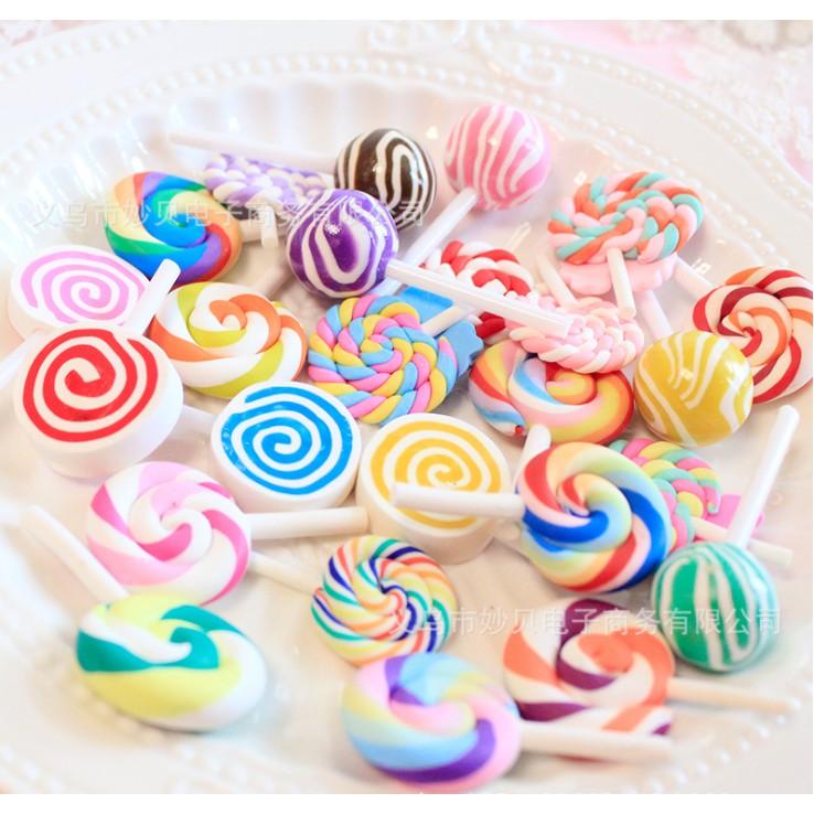 Chuyên Charm * Túi combo 30 charm kẹo mút cầu vồng các loại cho các bạn trang tri vỏ ốp điện thoại, DIY