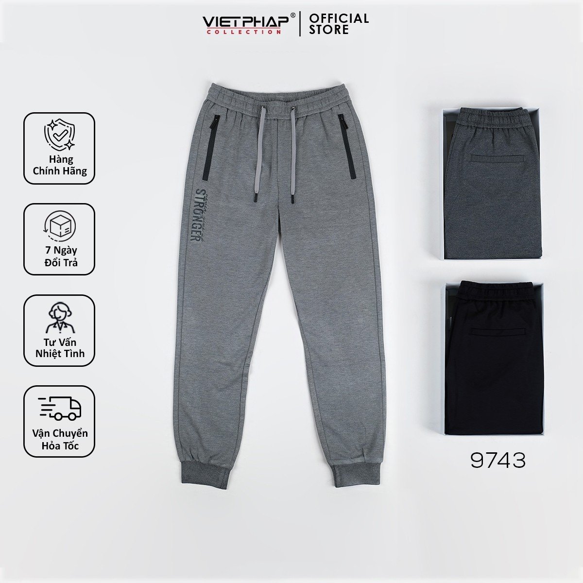 Quần Jogger Thun Cao Cấp VIỆT PHÁP/ Chất liệu cotton co dãn thoải mái sang trọng cạp chun bo 9743