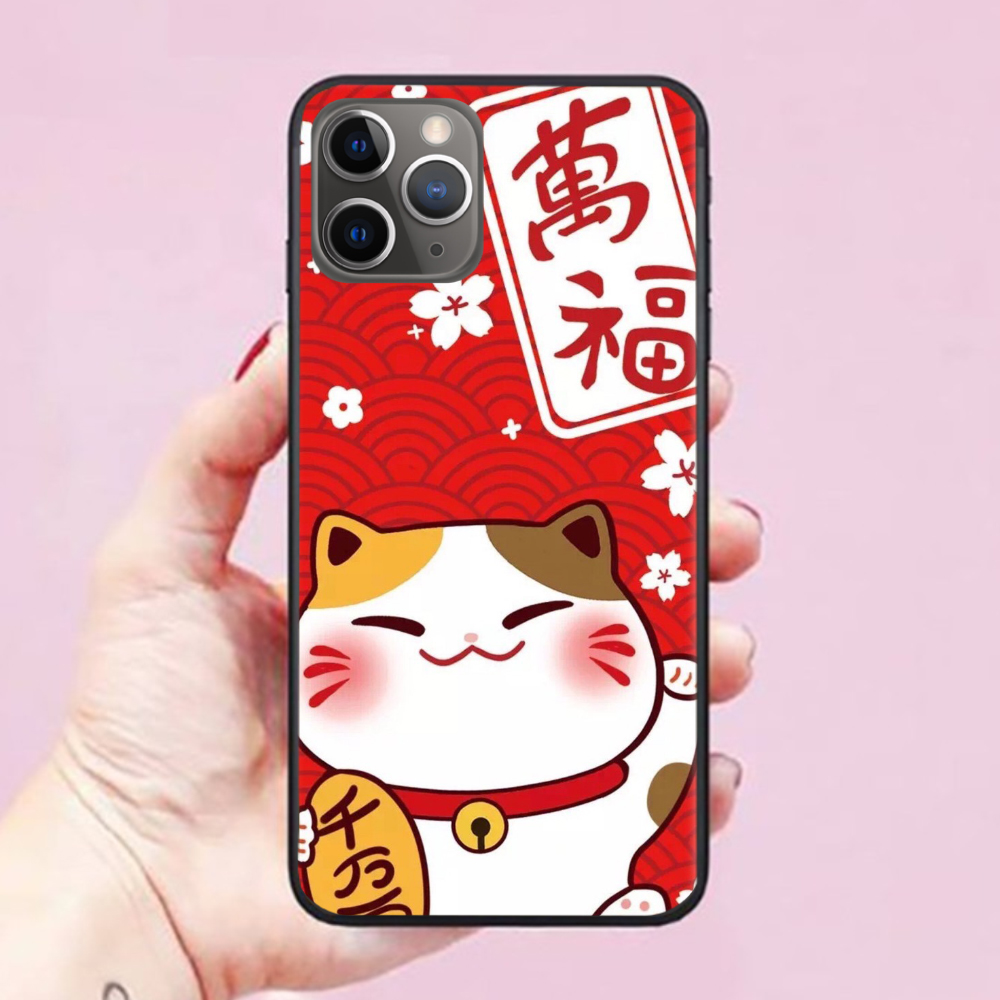 Ốp lưng điện thoại dành cho iPhone 12 Pro Max Hình Mèo Thần Tài
