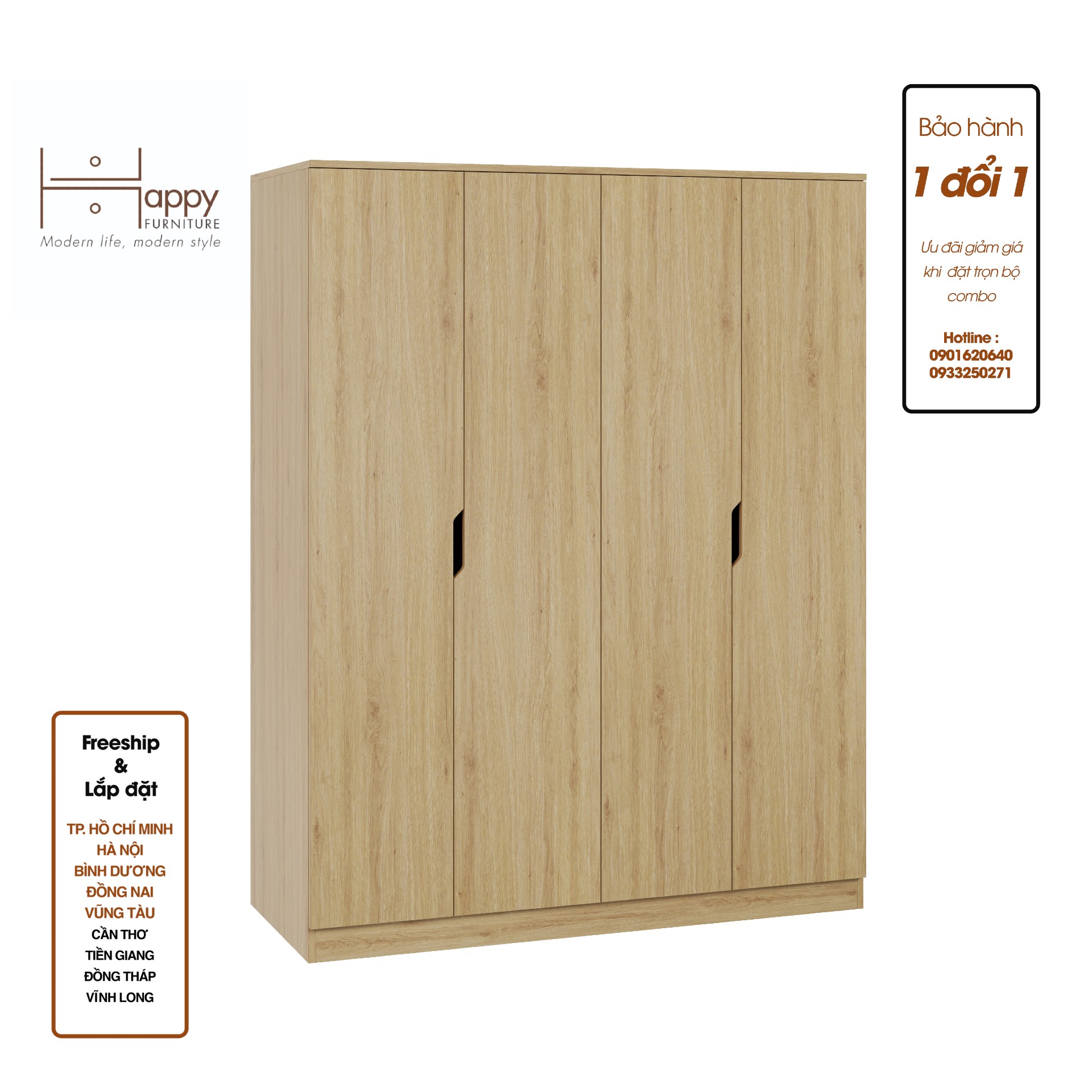 [Happy Home Furniture] DASH, Tủ lưu trữ  4 cửa mở - 4 ngăn kéo,  140cm x 58cm x 180cm ( DxRxC), TCM_023
