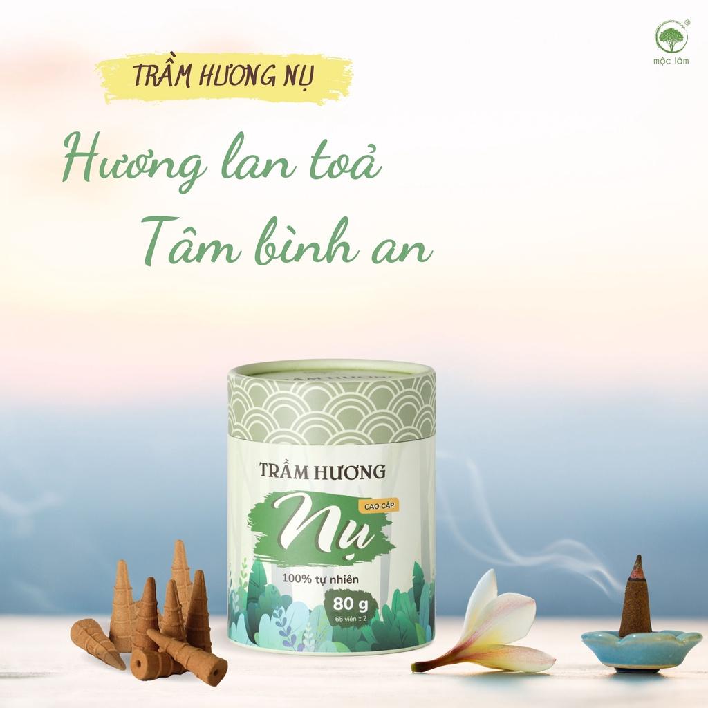 Nhang Nụ Trầm Hương MỘC LÂM - 80g - 65viên - Nhang Trầm Nụ Khói Ngược Cao Cấp Xông Nhà Thanh Tẩy