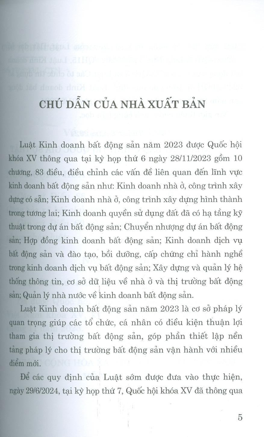 Luật Kinh Doanh Bất Động Sản Năm 2023 (Sửa Đổi, Bổ Sung Năm 2024)