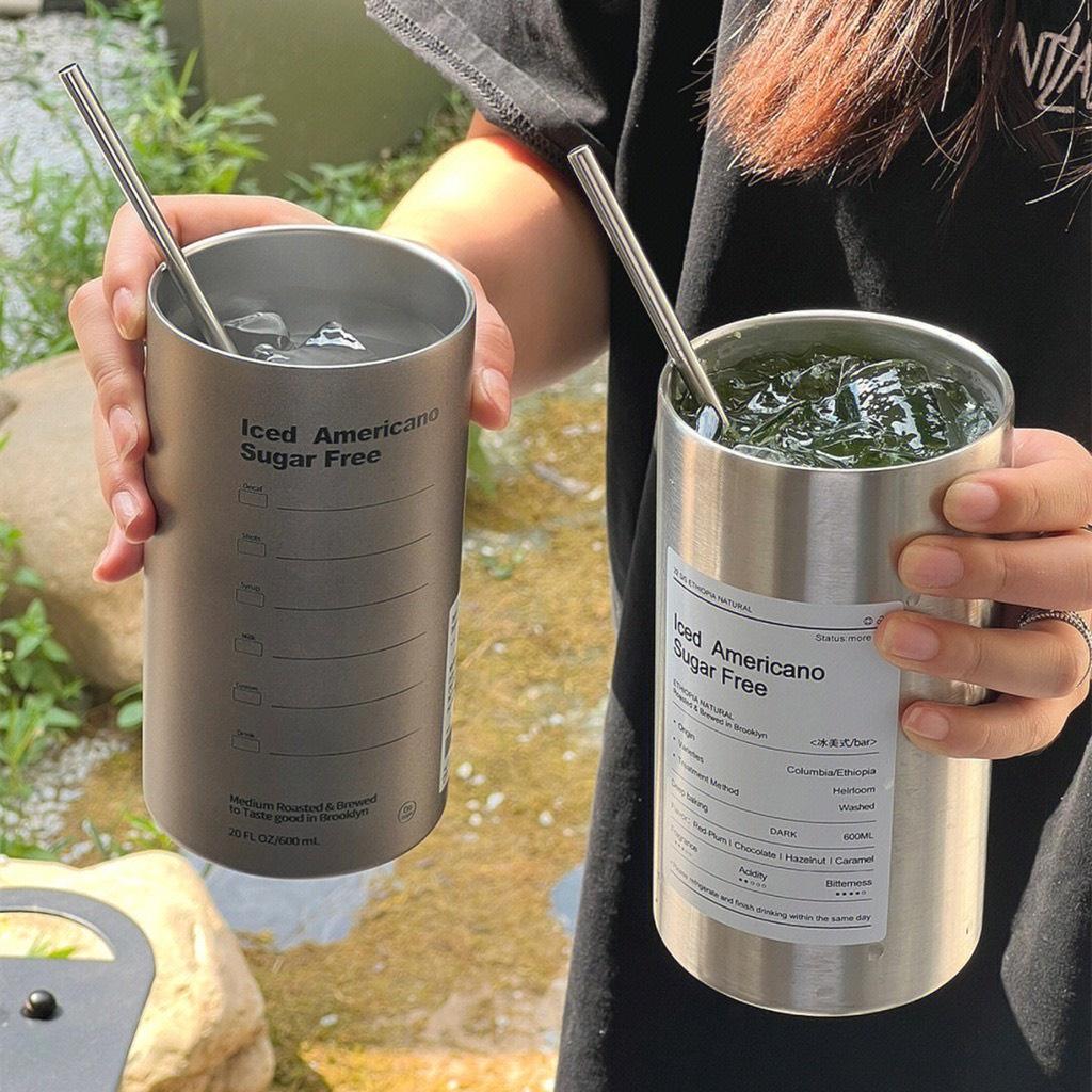 Cốc giữ nhiệt, ly giữ nhiệt INOX 600ml có ống hút AMERICANO