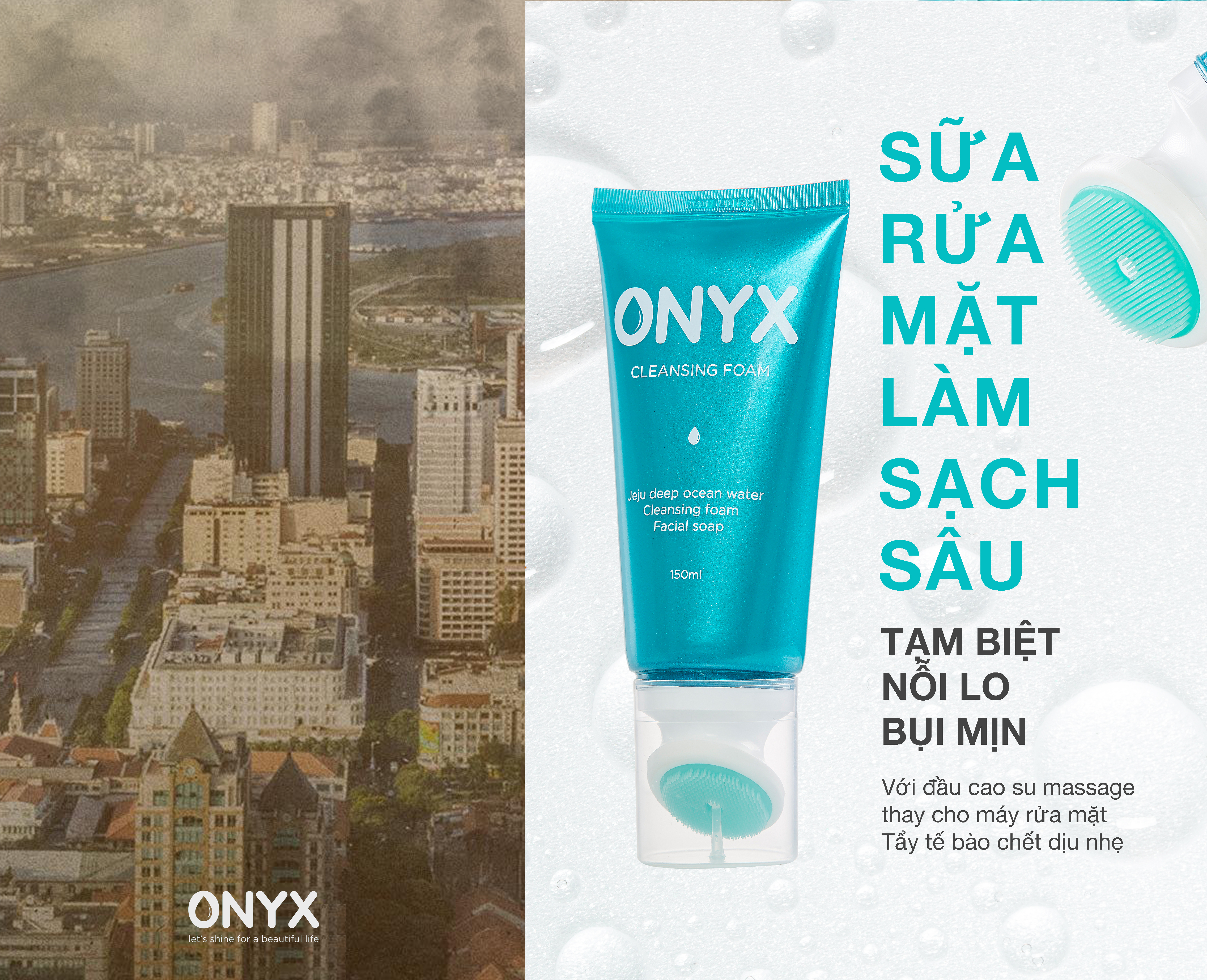 Sữa Rửa Mặt ONYX Làm Sạch Sâu Lỗ Chân Lông, Dưỡng Ầm, Sáng Da, Ngừa Mụn CLEANSING FOAM ONYX 150g