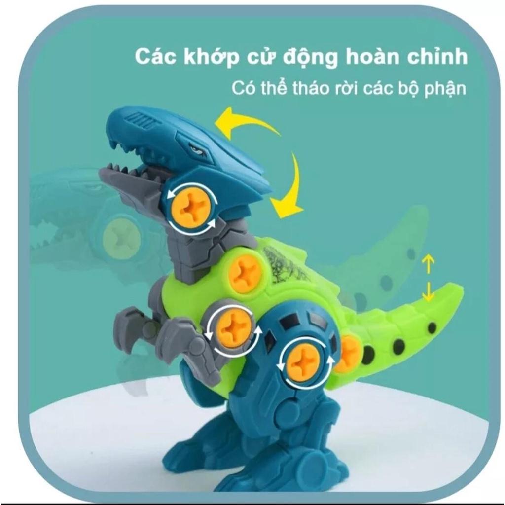 Set 4 con khủng long lắp ráp kèm tua vít, đồ chơi phát triển tư duy sáng tạo cho bé
