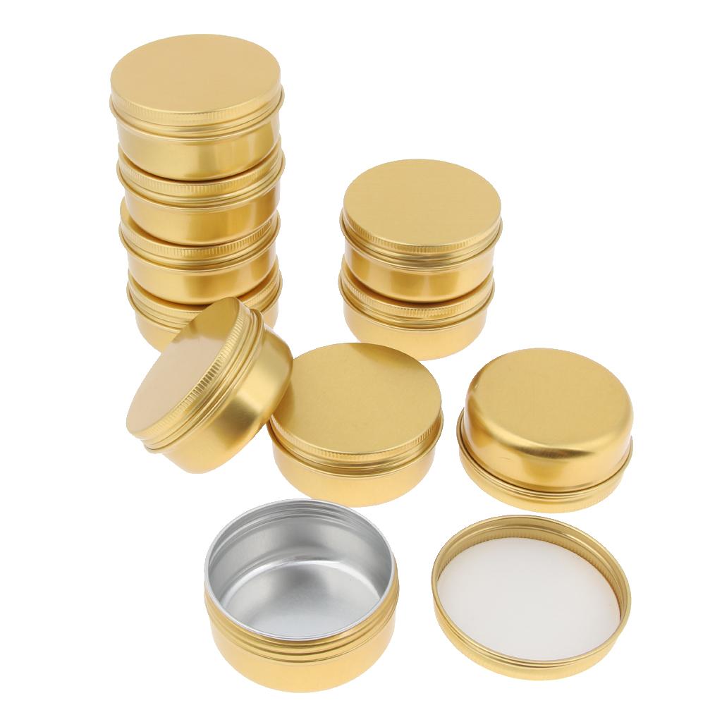 10 Pieces Round Aluminum Cream Empty Lip Balm Candles Container Jars Tin