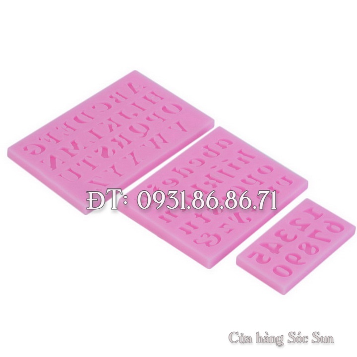 Bộ 3 khuôn silicon chữ cái, ký tự, số – Mã số 1054