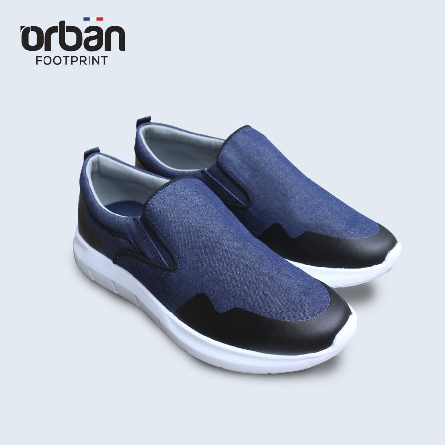 Giày slipon nam đế cao Urban TM1907 canvas xanh