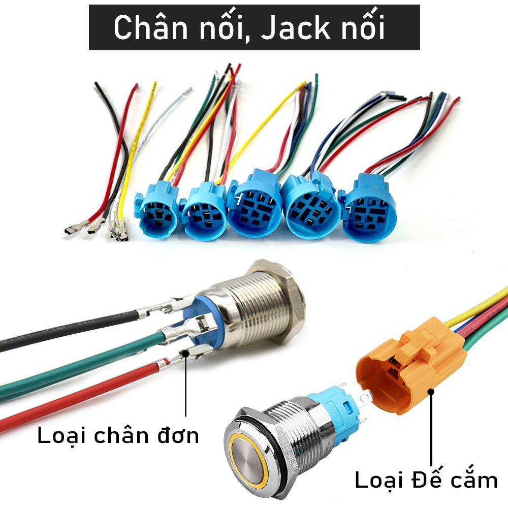 Nút công tắc nhấn nhả tự phục hồi, Nhấn Reset 16mm (3-6V, 12-24V, 110-220V) Vỏ INOX chống nước