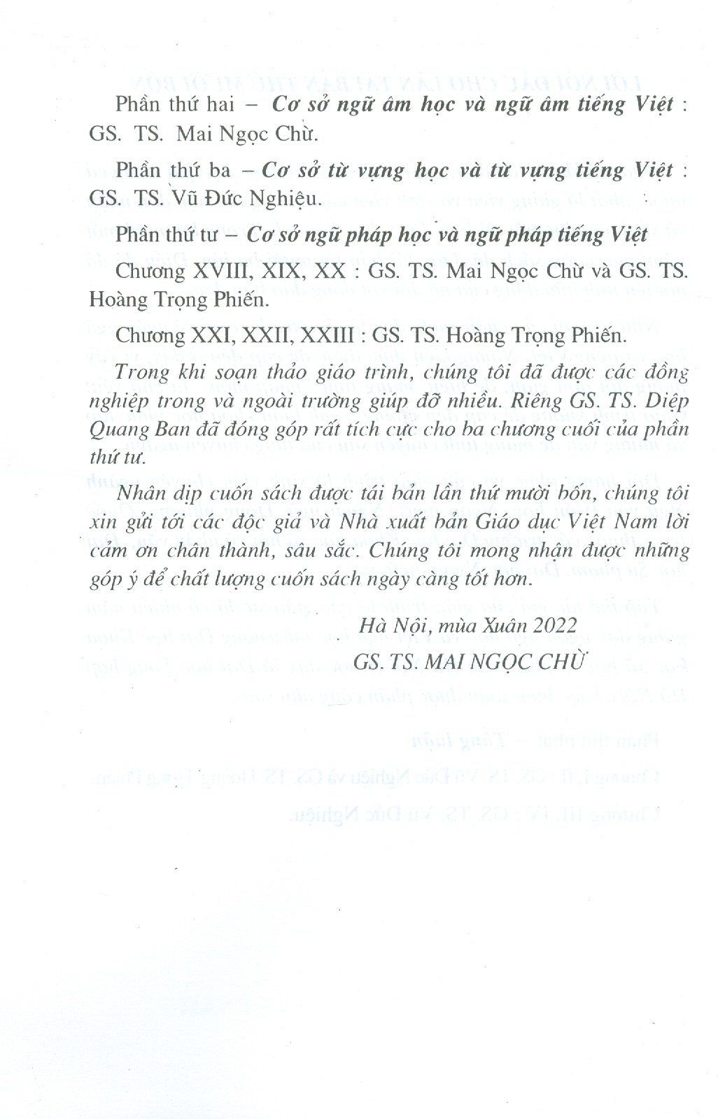 Cơ Sở Ngôn Ngữ Học Và Tiếng Việt (Tái bản lần thứ mười lăm) - Mai Ngọc Chừ; Vũ Đức Nghiệu; Hoàng Trọng Phiến