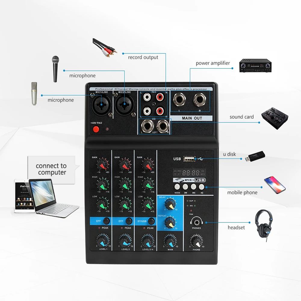 Bộ Mixer Âm Thanh VINETTEAM F-4A Bộ Trộn Âm Thanh 4 Kênh Bluetooth Karaoke Chuyên Nghiệp Cao Cấp ,Mixer Hát Live , Thu Âm ,Điều Khiển Trộn Âm Thanh DJ-4381-Hàng Chính Hãng