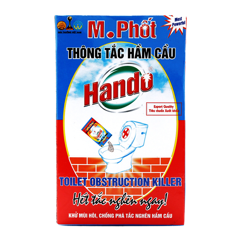 Combo 2 gói bột thông tắc bồn cầu bể phốt xuất khẩu Hando 250Gr