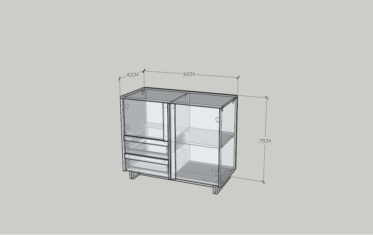 [Happy Home Furniture] MAVIS, Tủ đựng đồ 2 ngăn kéo - 2 cánh mở, 90cm x 42cm x 75cm ( DxRxC), TCM_158