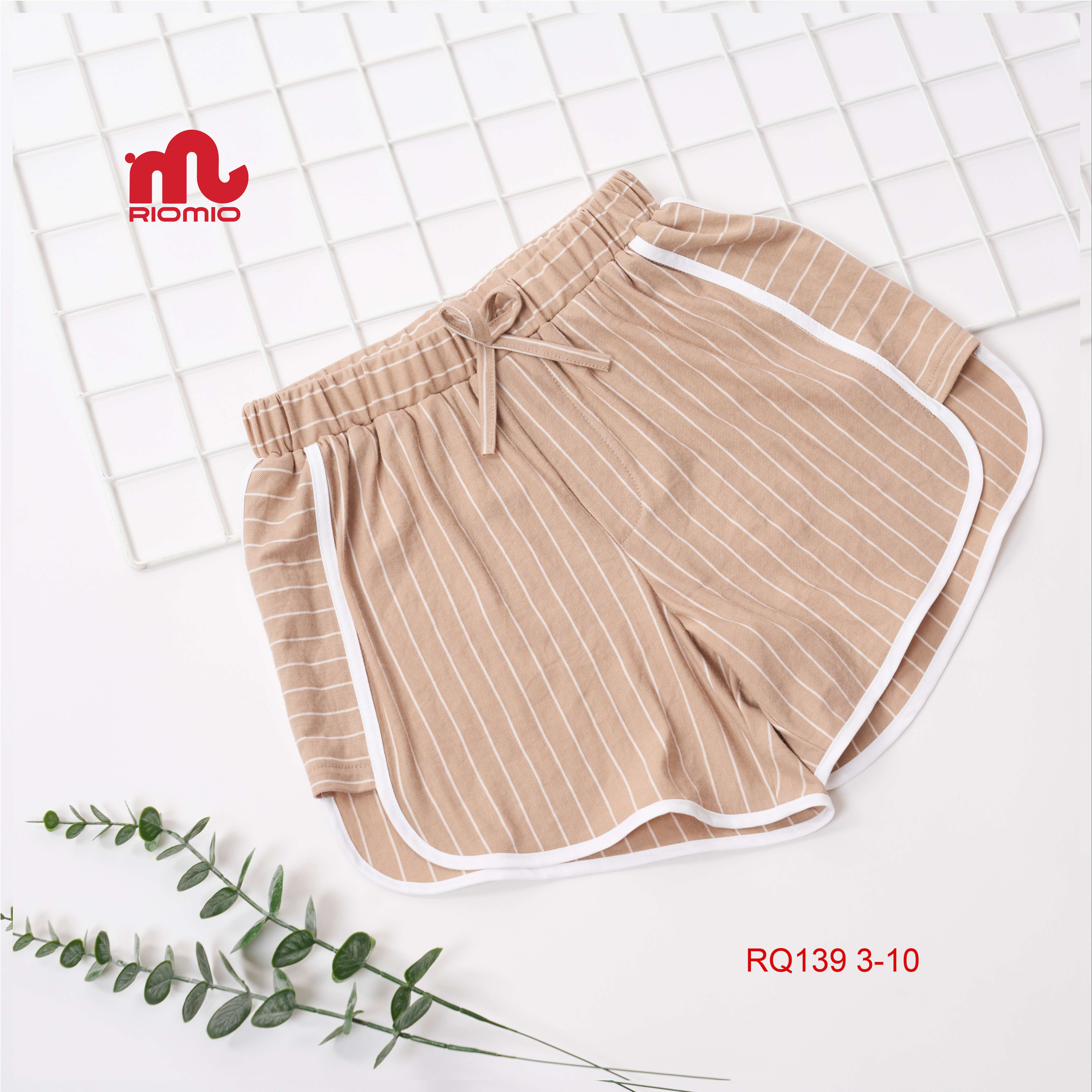 Quần sooc bé gái Riomio bo viền thể thao chất liệu 100% cotton đũi Mango thoải mái, thấm hút- RQ139