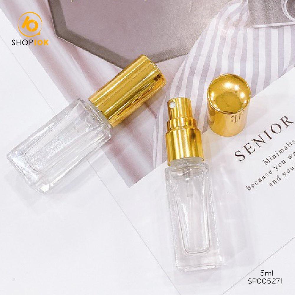 Lọ chiết nước hoa thủy tinh, chai đựng, vỏ chiết nước hoa dạng vòi xịt hình trụ dung tích 10ml