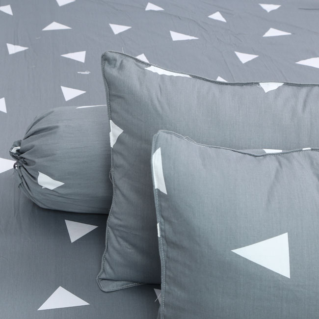 Bộ Drap kèm mền 100% Cotton cao cấp có đủ size - HT tam giác xám