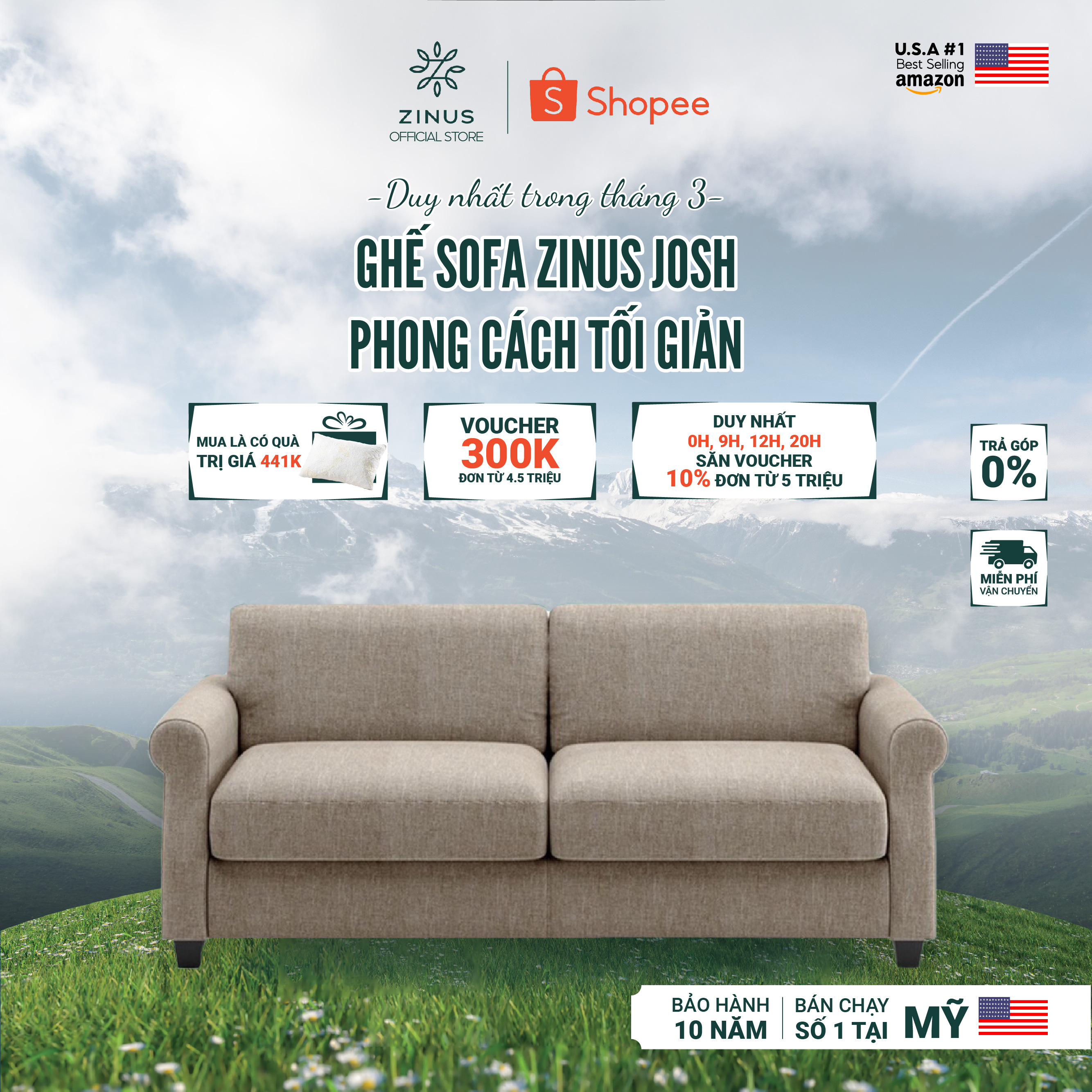 Ghế Sofa Zinus Josh Phong Cách Hiện Đại – Zinus Josh Sofa Couch