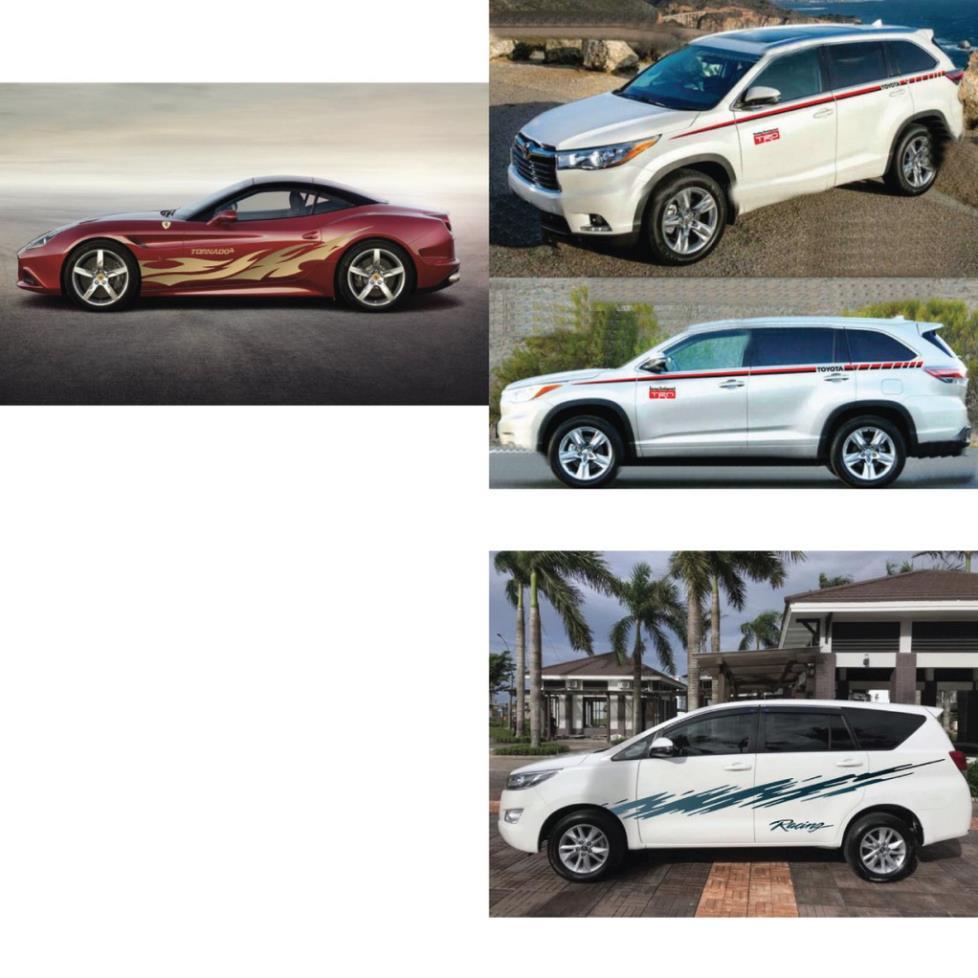 Bộ 2 Tem dán sườn xe, tem decal dán ô tô, xe SUV, sedan, xe gia đình phong cách thể thao