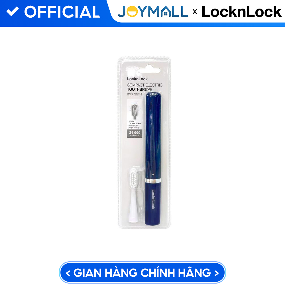 Bàn chải đánh răng điện Locknlock Electric Portable Toothbrush ENR344NVY, Hàng chính hãng, thiết kế nhỏ gọn - JoyMall