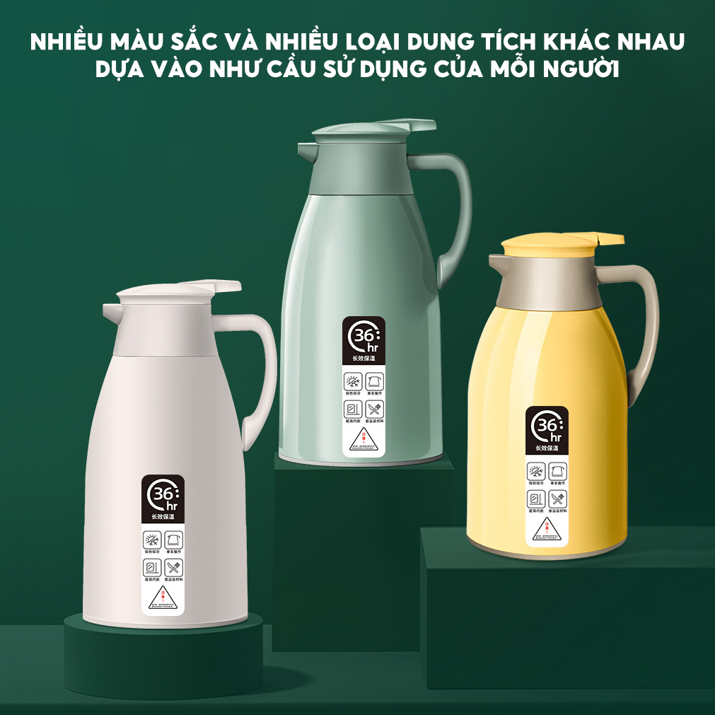 Bình Thuỷ Giữ Nhiệt Có Nhiệt Kế Hiển Thị Nhiệt Độ Dung Tích Lớn 1900ml