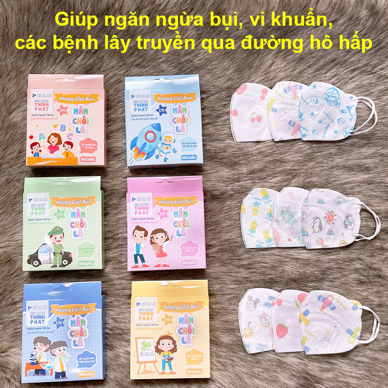 Khẩu trang mầm chồi lá cho bé, Khẩu trang 3D cho bé 4-10 tuổi kháng giọt bắn, kháng khuẩn Baby-S – SM018