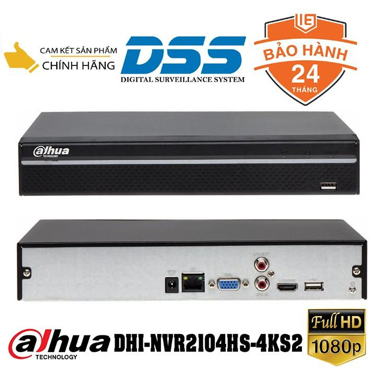 Đầu ghi Dahua IP 4 kênh NVR2104HS vỏ kim loại, 4 kênh 1080p, chuẩn nén H265, kết nối P2P từ xa - Hàng chính hãng bảo hành 24 tháng