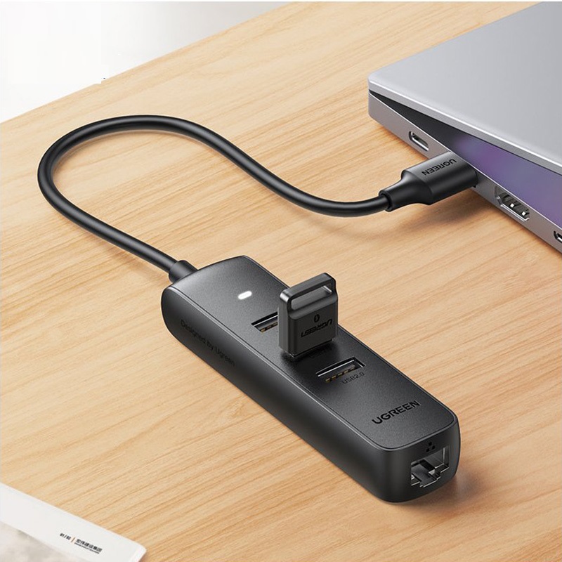 USB hub 2.0 sang 3 * USB 2.0 + Lan 10/100 hỗ trợ nguồn 5v Mbps nhựa ABS Ugreen 20984 CM416 Hàng chính hãng