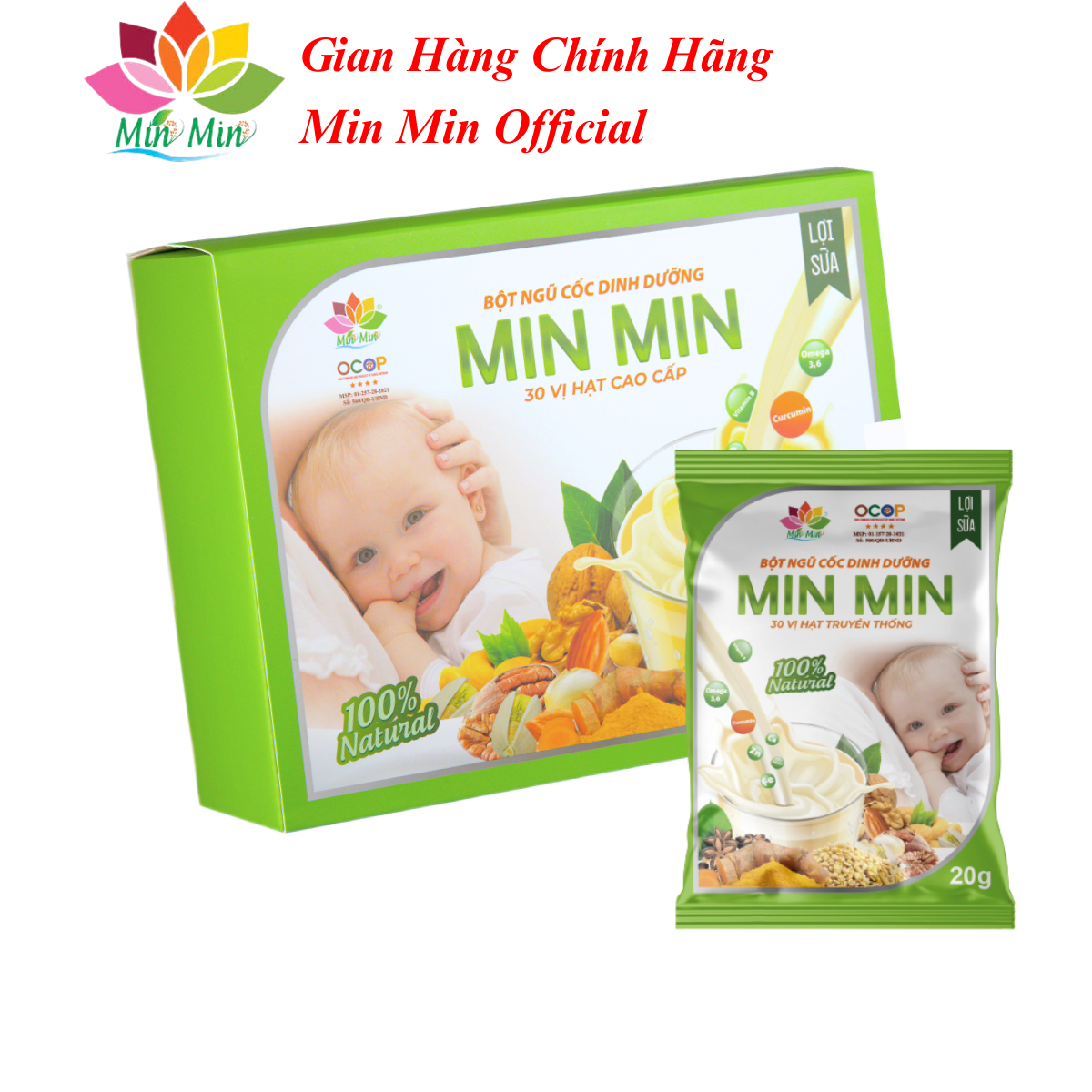 Combo 2 Hộp Ngũ Cốc Min Min Lợi Sữa 38 Hạt Dạng Gói (1Hộp 500gr x25 gói )- Chuyên Lợi Sữa và Phục Hồi Sức Khỏe Sau Sinh