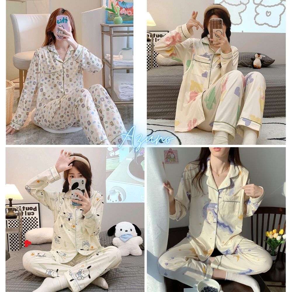 Bộ Đồ Bầu Và Sau Sinh Dài Tay Có Khe Mở Cho con bú AZ28