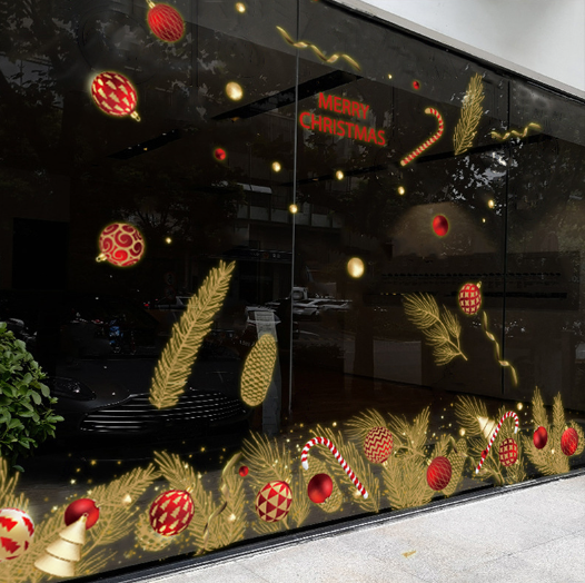 Decal trang trí Noel - Chân tường lá kim