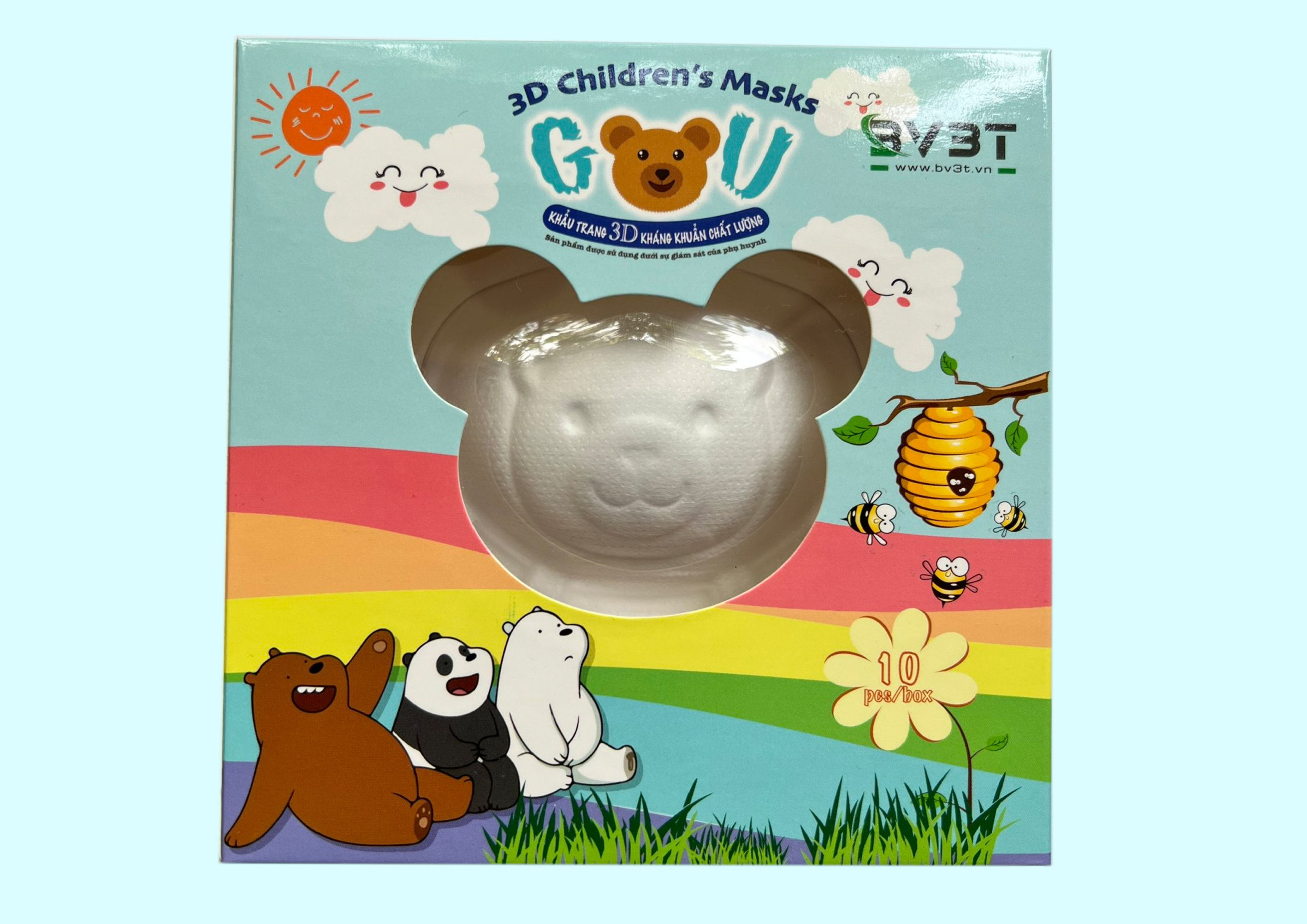 Khẩu Trang Gấu Cho Bé Sơ Sinh Set 10  Siêu Cute Cho Trẻ Từ 03 tháng tuổi, 06 tháng tuổi, 1 tuổi BV3T