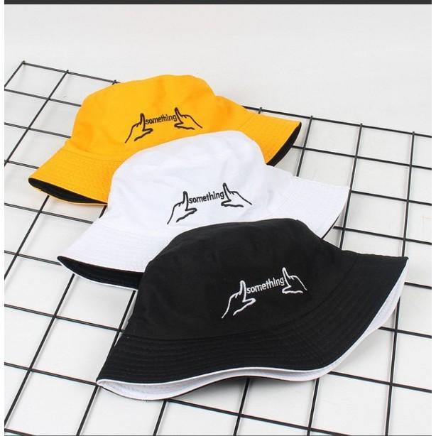 Mũ Bucket nữ Mũ vành tròn thêu 2 mặt phong cách Ulzang Unisex