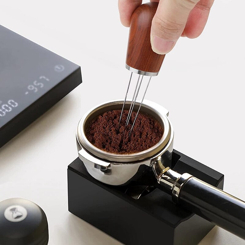 Tặng Túi Vải - Cây Khuấy Trộn Bột Cà Phê Phân Tán Đồng Đều Cán Gỗ Kèm Đế Mica Giữ thương hiệu KaRí – Espresso Coffee Stirrer
