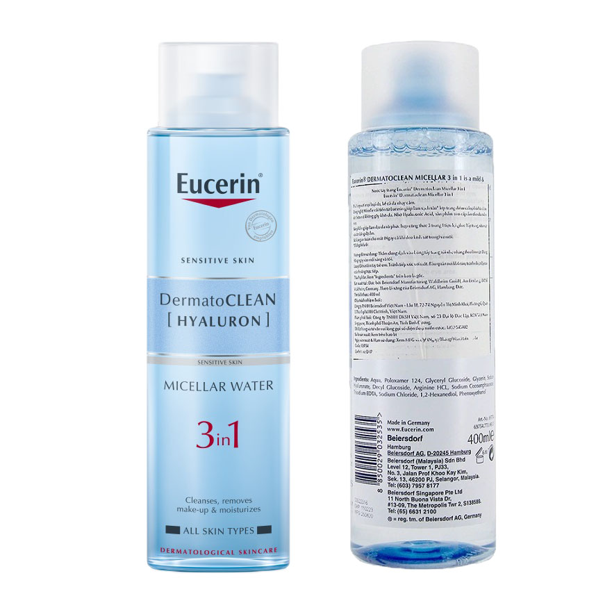 Nước Tẩy Trang Eucerin Dịu Nhẹ Cho Da Nhạy Cảm DermatoCLEAN Micellar Water 3 In 1 400ml