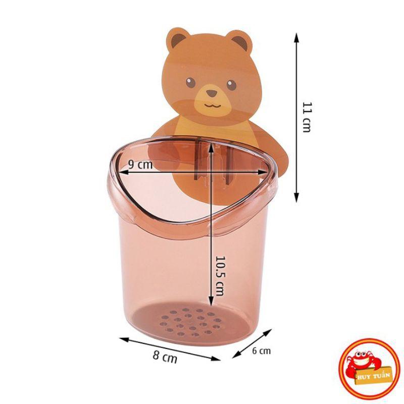 Cốc gấu cắm bàn chải dính tường
