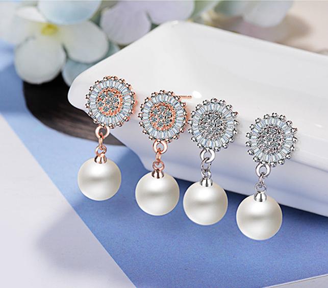 Bông tai ngọc hoa mặt trời BHBT355