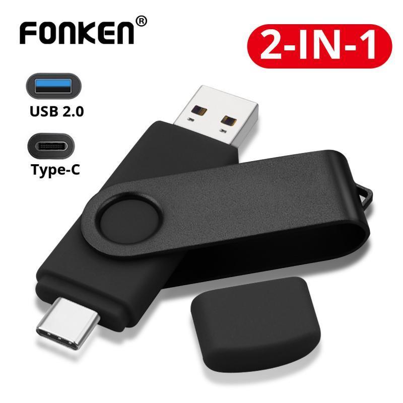 Ổ đĩa flash Fonken USB 2.0 loại C 2 trong 1 tốc độ cao 128GB 64GB 32GB 16GB