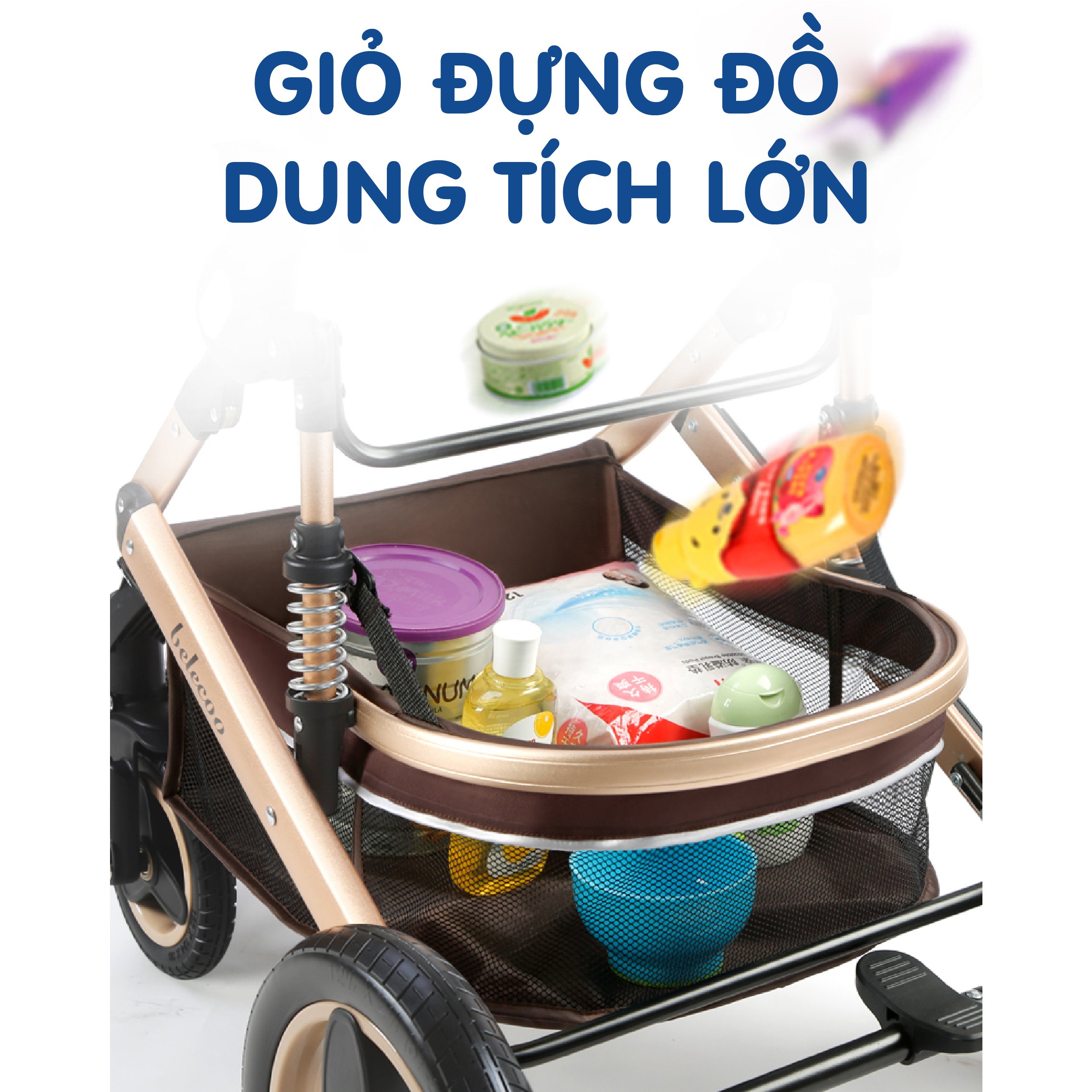 Xe đẩy nôi 2 chiều Beleco đa năng - đẩy là sang, mẫu mới 2021, Dễ dàng gấp gọn mang theo khi đi du lịch - TẶNG KÈM BỘ THẺ HỌC THÔNG MINH 16 CHỦ ĐỀ 416 THẺ CHO BÉ